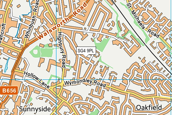 SG4 9PL map - OS VectorMap District (Ordnance Survey)