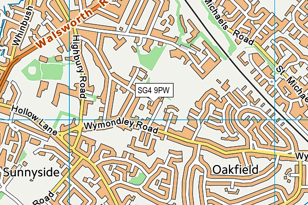 SG4 9PW map - OS VectorMap District (Ordnance Survey)