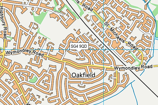 SG4 9QD map - OS VectorMap District (Ordnance Survey)