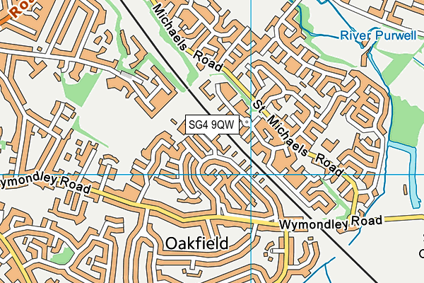 SG4 9QW map - OS VectorMap District (Ordnance Survey)