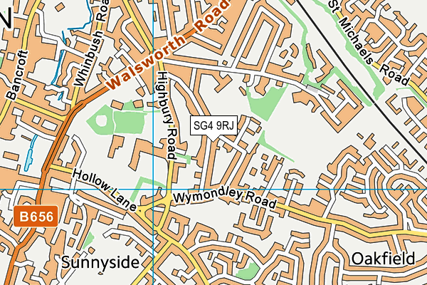 SG4 9RJ map - OS VectorMap District (Ordnance Survey)