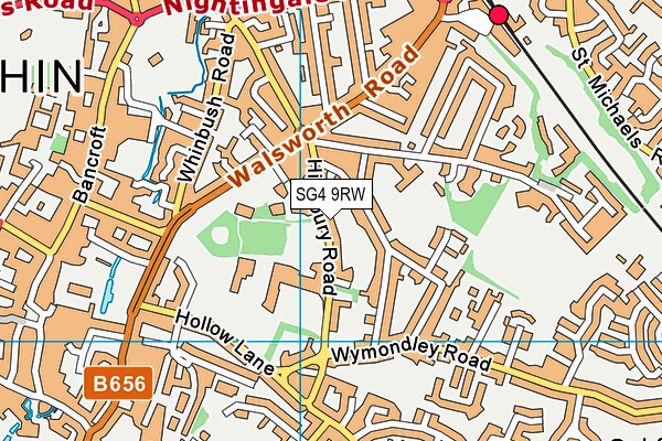 SG4 9RW map - OS VectorMap District (Ordnance Survey)