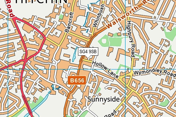 SG4 9SB map - OS VectorMap District (Ordnance Survey)