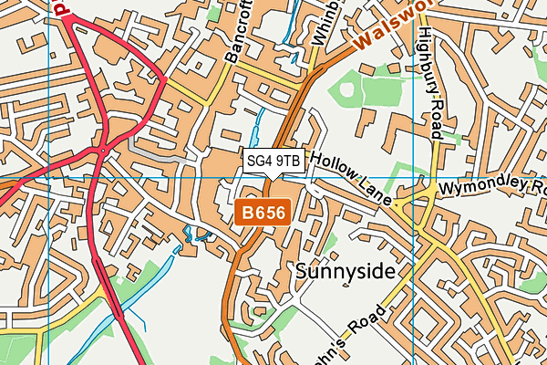 SG4 9TB map - OS VectorMap District (Ordnance Survey)