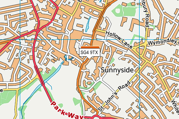 SG4 9TX map - OS VectorMap District (Ordnance Survey)