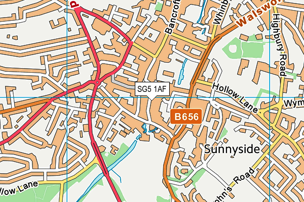 SG5 1AF map - OS VectorMap District (Ordnance Survey)