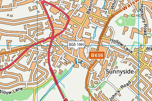 SG5 1AH map - OS VectorMap District (Ordnance Survey)