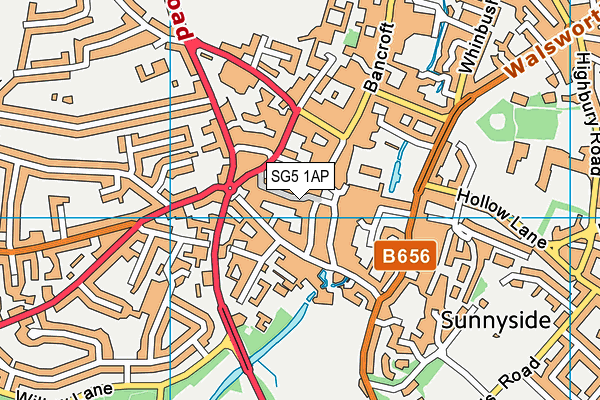 SG5 1AP map - OS VectorMap District (Ordnance Survey)