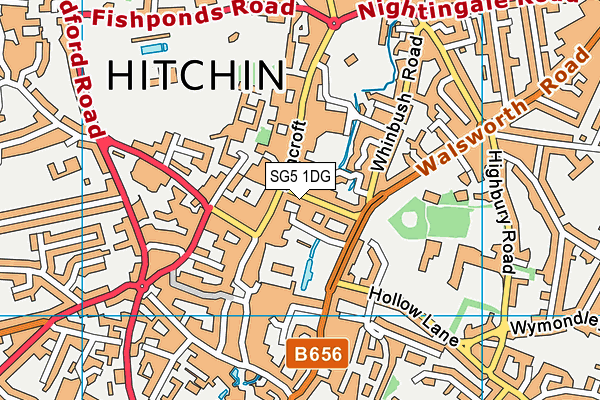 SG5 1DG map - OS VectorMap District (Ordnance Survey)