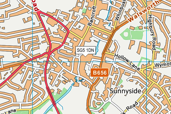 SG5 1DN map - OS VectorMap District (Ordnance Survey)