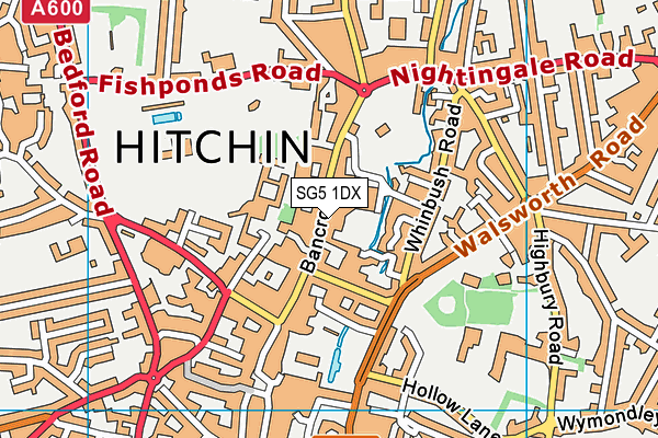 SG5 1DX map - OS VectorMap District (Ordnance Survey)
