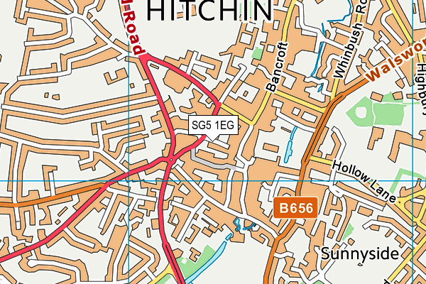 SG5 1EG map - OS VectorMap District (Ordnance Survey)