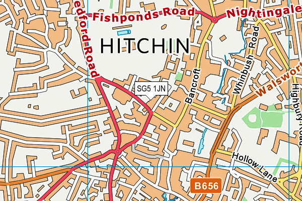 SG5 1JN map - OS VectorMap District (Ordnance Survey)