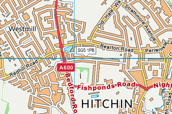 SG5 1PB map - OS VectorMap District (Ordnance Survey)