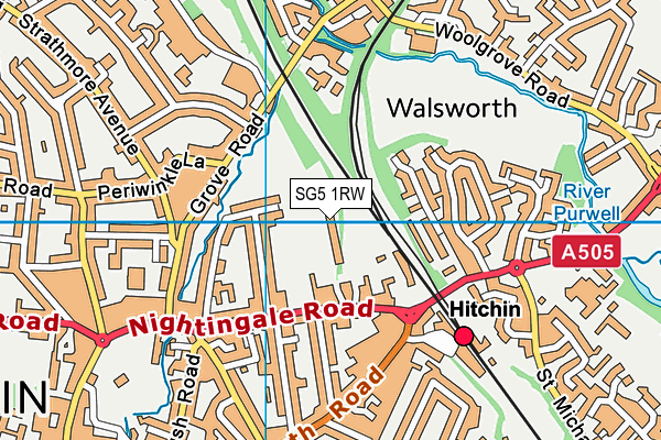 SG5 1RW map - OS VectorMap District (Ordnance Survey)