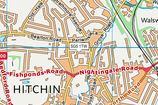 SG5 1TW map - OS VectorMap District (Ordnance Survey)