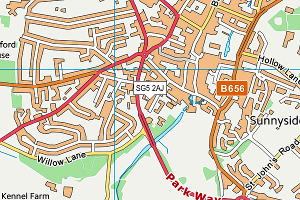SG5 2AJ map - OS VectorMap District (Ordnance Survey)