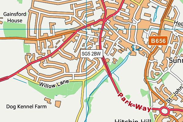 SG5 2BW map - OS VectorMap District (Ordnance Survey)