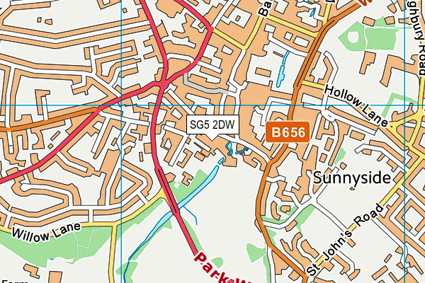 SG5 2DW map - OS VectorMap District (Ordnance Survey)