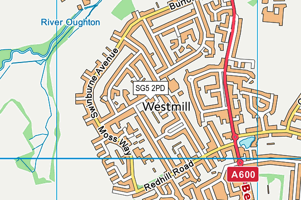 SG5 2PD map - OS VectorMap District (Ordnance Survey)