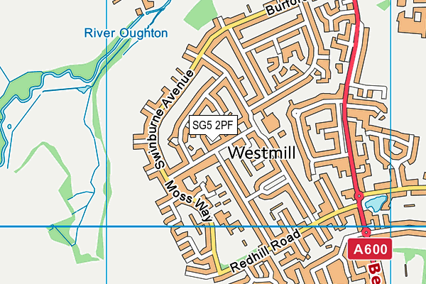 SG5 2PF map - OS VectorMap District (Ordnance Survey)