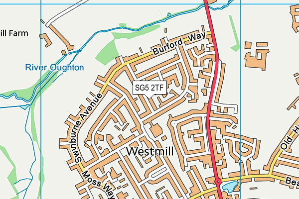 SG5 2TF map - OS VectorMap District (Ordnance Survey)