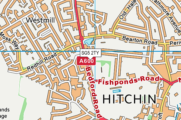 SG5 2TY map - OS VectorMap District (Ordnance Survey)