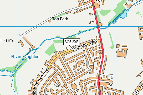 SG5 2XE map - OS VectorMap District (Ordnance Survey)