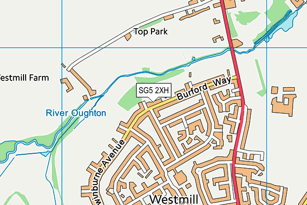 SG5 2XH map - OS VectorMap District (Ordnance Survey)