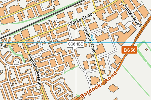 SG6 1BE map - OS VectorMap District (Ordnance Survey)