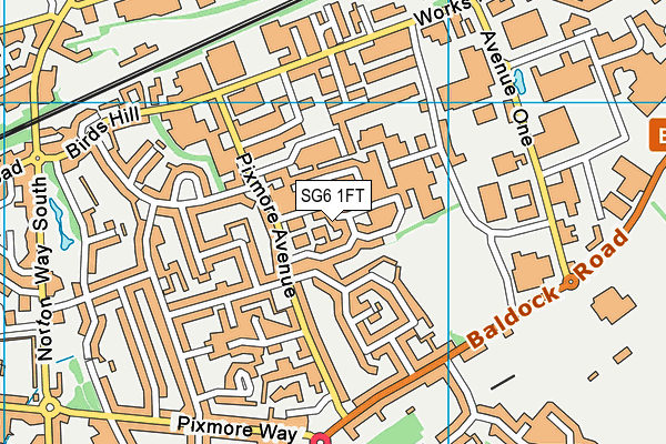 SG6 1FT map - OS VectorMap District (Ordnance Survey)