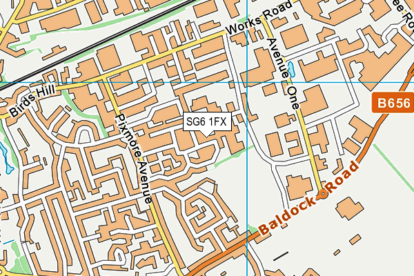 SG6 1FX map - OS VectorMap District (Ordnance Survey)