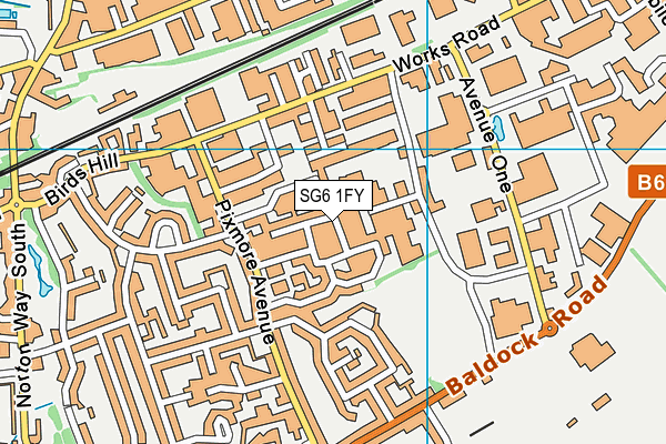 SG6 1FY map - OS VectorMap District (Ordnance Survey)