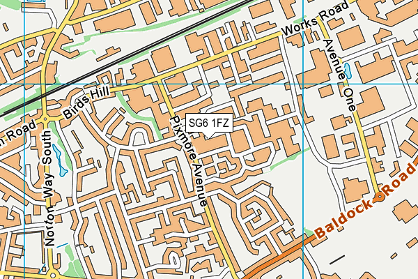 SG6 1FZ map - OS VectorMap District (Ordnance Survey)