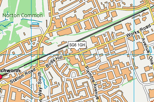 SG6 1GH map - OS VectorMap District (Ordnance Survey)