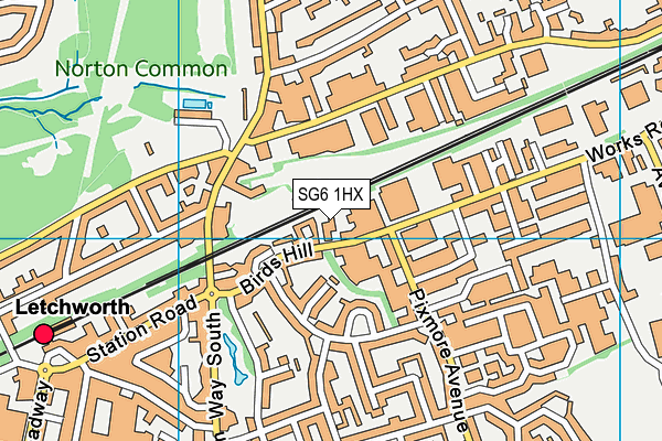 SG6 1HX map - OS VectorMap District (Ordnance Survey)