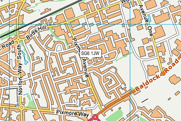 SG6 1JW map - OS VectorMap District (Ordnance Survey)