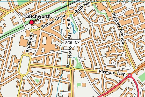 SG6 1NX map - OS VectorMap District (Ordnance Survey)