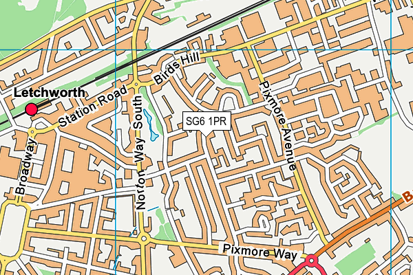 SG6 1PR map - OS VectorMap District (Ordnance Survey)