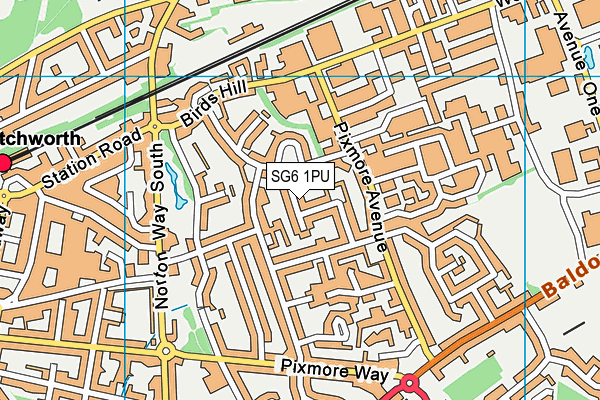 SG6 1PU map - OS VectorMap District (Ordnance Survey)
