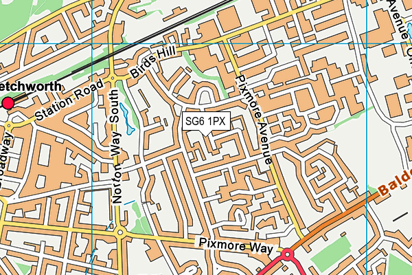 SG6 1PX map - OS VectorMap District (Ordnance Survey)