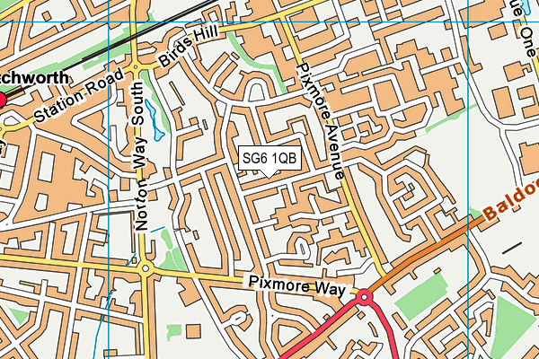 SG6 1QB map - OS VectorMap District (Ordnance Survey)