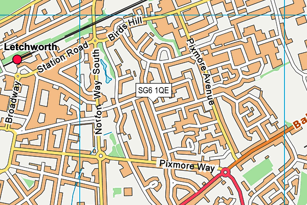 SG6 1QE map - OS VectorMap District (Ordnance Survey)