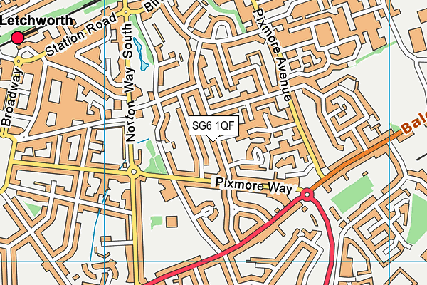 SG6 1QF map - OS VectorMap District (Ordnance Survey)