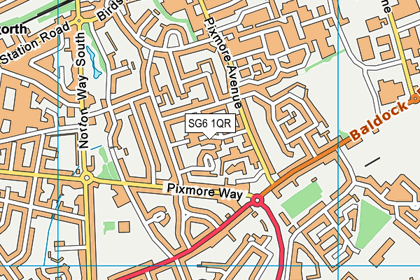 SG6 1QR map - OS VectorMap District (Ordnance Survey)