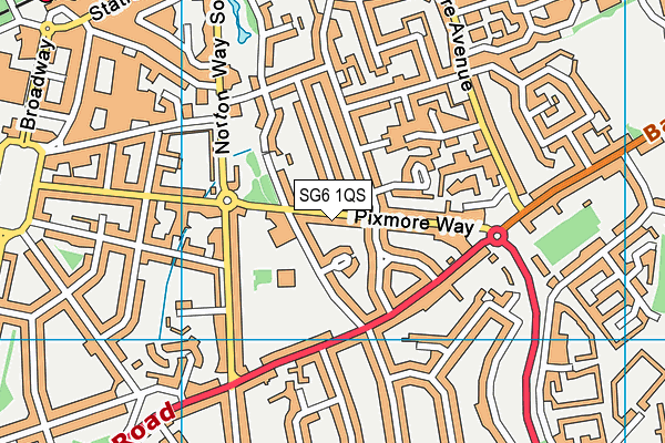 SG6 1QS map - OS VectorMap District (Ordnance Survey)