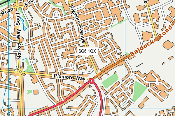 SG6 1QX map - OS VectorMap District (Ordnance Survey)