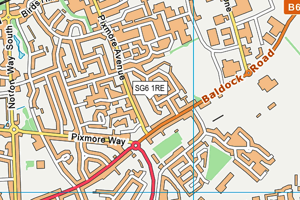 SG6 1RE map - OS VectorMap District (Ordnance Survey)