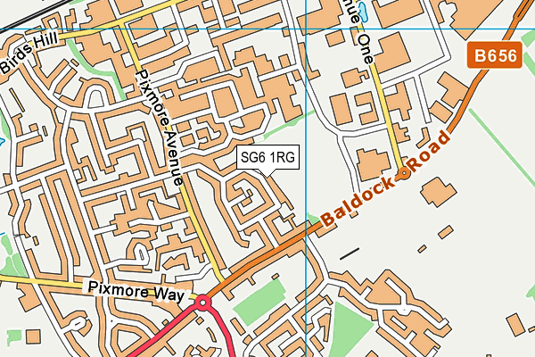 SG6 1RG map - OS VectorMap District (Ordnance Survey)