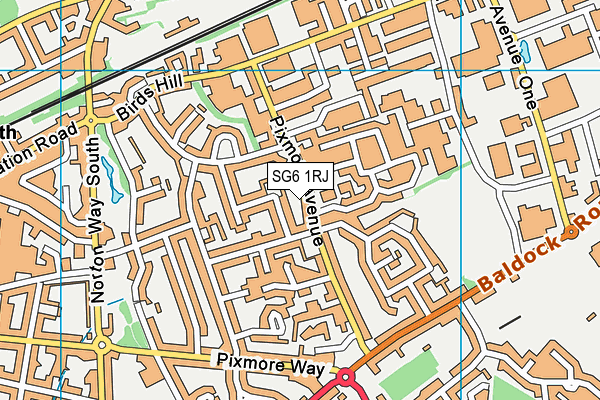 SG6 1RJ map - OS VectorMap District (Ordnance Survey)